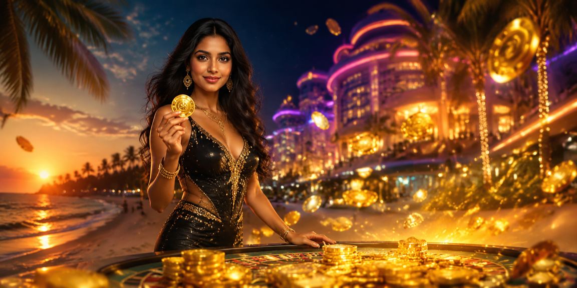 Scenic Goa beach with players enjoying VIP casino promotions